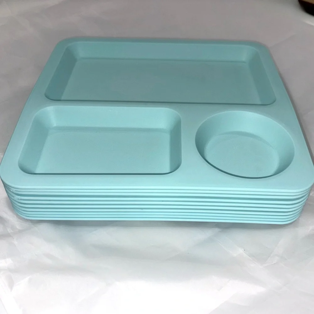 5 Divided Plates Trays Blue 3 Section Unbreakable BPA Free Pillowfort Kids Dish